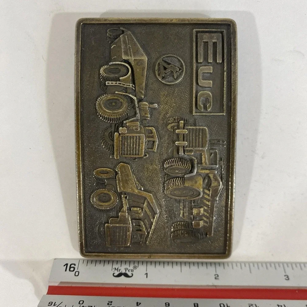 Vintage EUC‎ Euclid Dump Truck Heavy Road Equipment Tractor Brass Belt Buckle